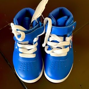 Unisex blue high top sneakers (FILA).  Brand new.